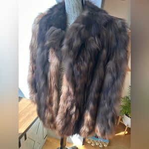 Brown fox fur coat